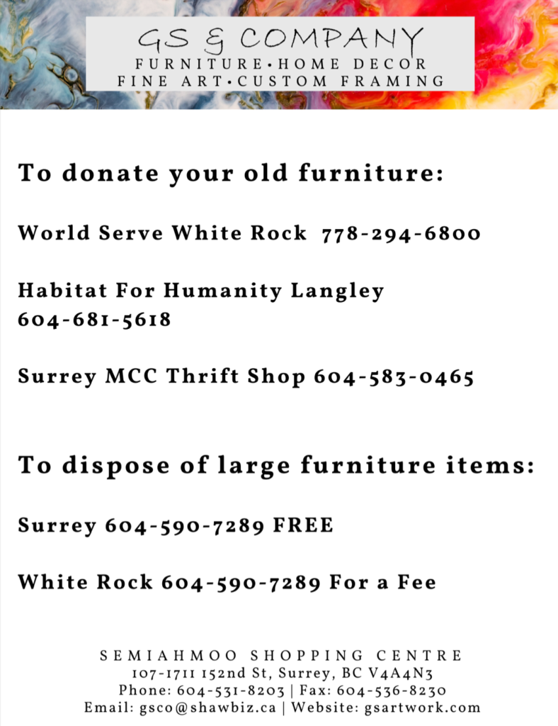 handout for disposing of old furniture