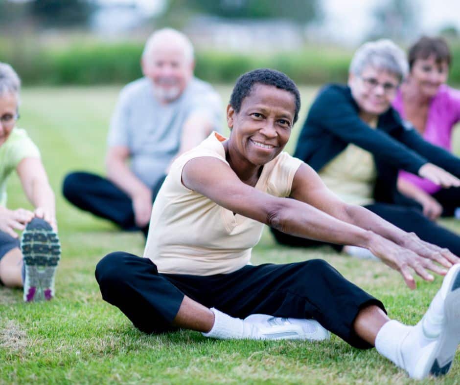 Seniors doing yoga in Senior Care Homes in White Rock & South Surrey