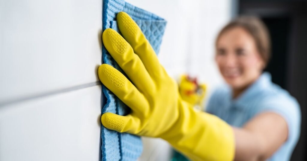 using safe cleaning products on a fridge 