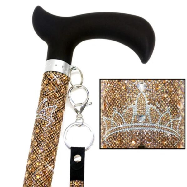 Jacqueline Kent "Sugar Cane" Crowned Jewel Collection Gold Adjustable Medical Cane