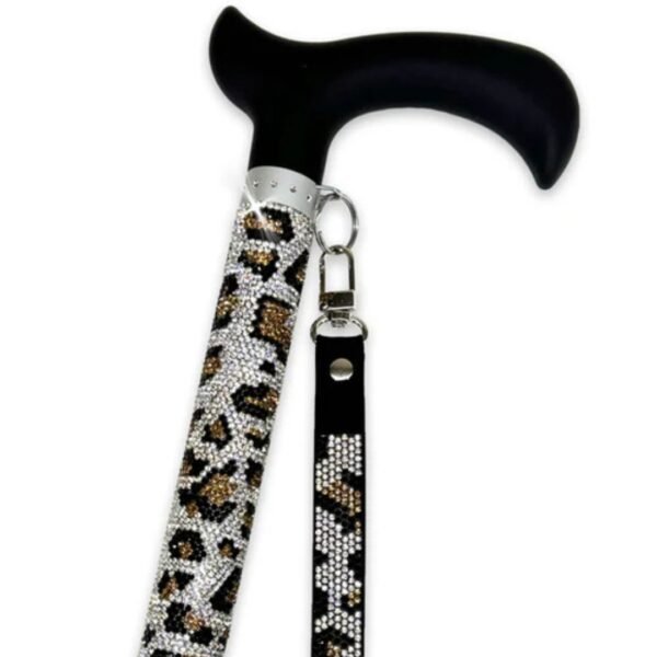 Jacqueline Kent "Sugar Cane" Lux Collection Silver Leopard Adjustable Medical Cane